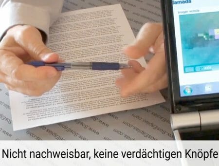 Nicht nachweisbar, keine verdächtigen Knöpfe